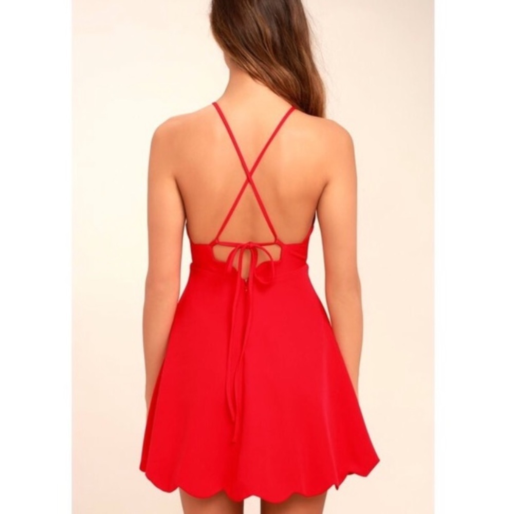 Lulus Play On Curves Red Backless Skater Dress | XS - Picture 4 of 12